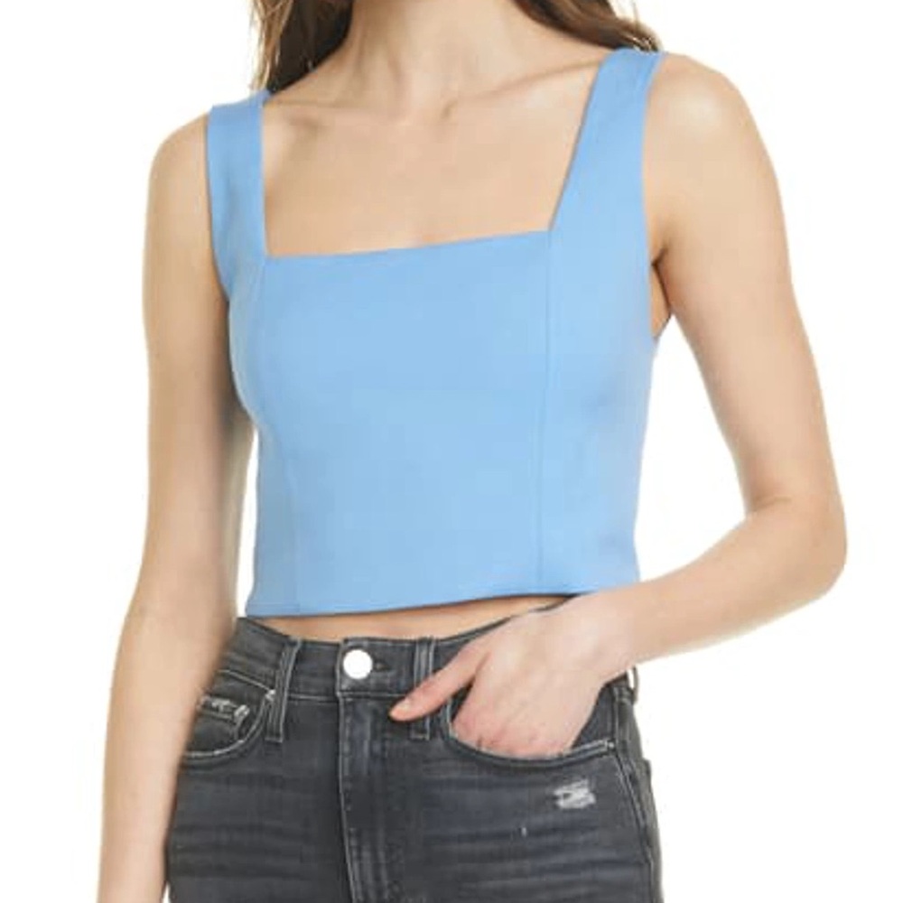 Abercrombie & Fitch Light Blue Square-Neck Cropped Tank